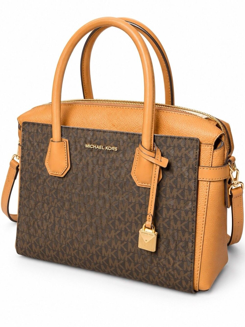 Michael Kors MERCER BELTED SIGNATURE MK LOGO SATCHEL NWT $458.00